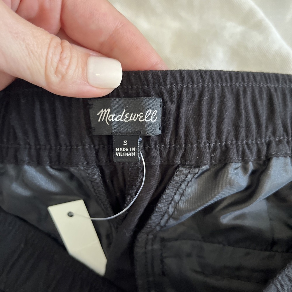 NWT Madewell Black Cuffed Track Trousers Pants Size Small Pull On Pockets - Picture 7 of 9